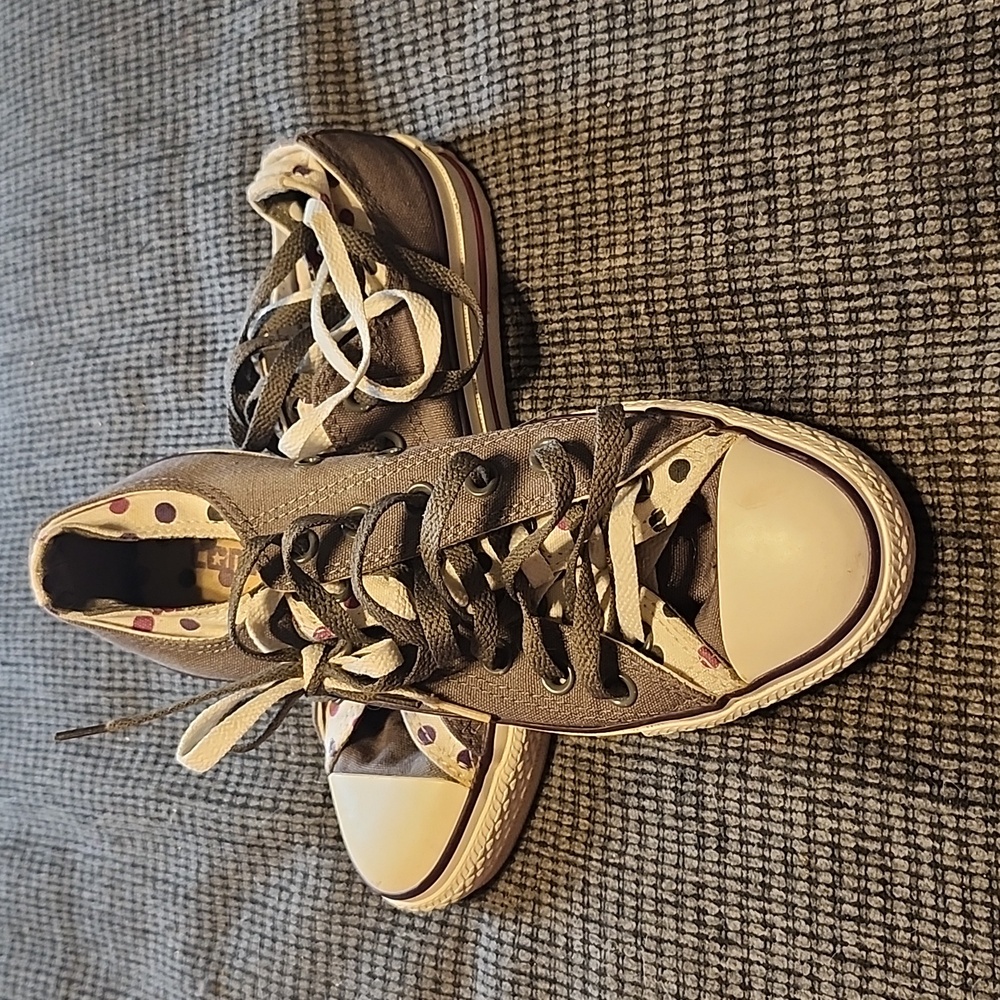 Converse lows - grey and polka dots Womens 8